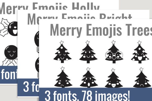 Merry Emojis Trees Dingbats: 3 Coordinated Fonts for Festive Fun